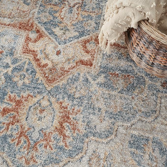 Nourison Home Astra Machine Washable Denim Multicolor 5'3" x 7' Area Rug - Easy Clean, Non Shedding, Bed Room, Living Room, Dining Room, Kitchen (5' x 7')