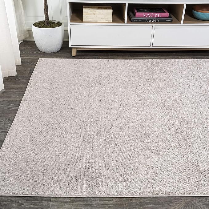 Eyely UES100G-3 Supersoft Haze Solid Low-Pile Indoor Area Rug Casual;Contemporary;Solid;Traditional, Bedroom, Kitchen, Living Room, Easy-Cleaning, Non-Shedding, 3 X 5, Beige