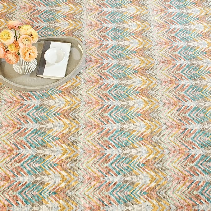 Dash & Albert Seneca Stone Machine Washable Rug, 3 X 5 Feet, Multi Graphic Pattern