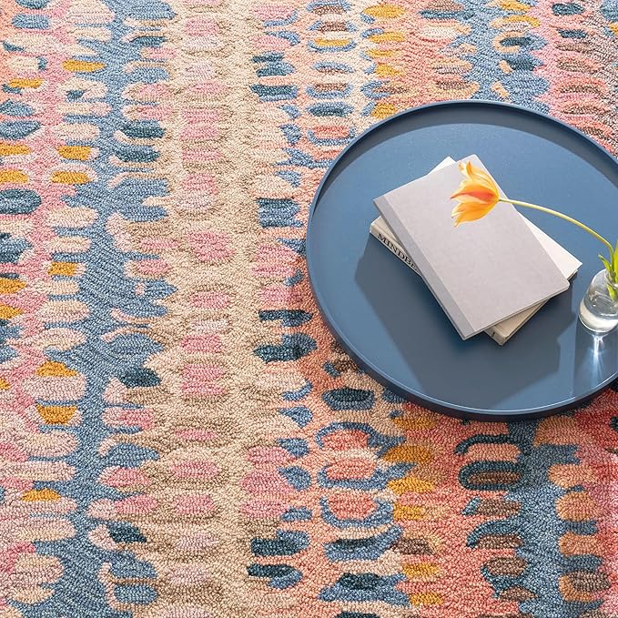 Dash and Albert Paint Chip Wool Area Rug - 3' x 5' Coral Graphic Hand Micro Hooked Accent Rug - Durable, High Traffic Areas Hallway, Living Room, Stairs