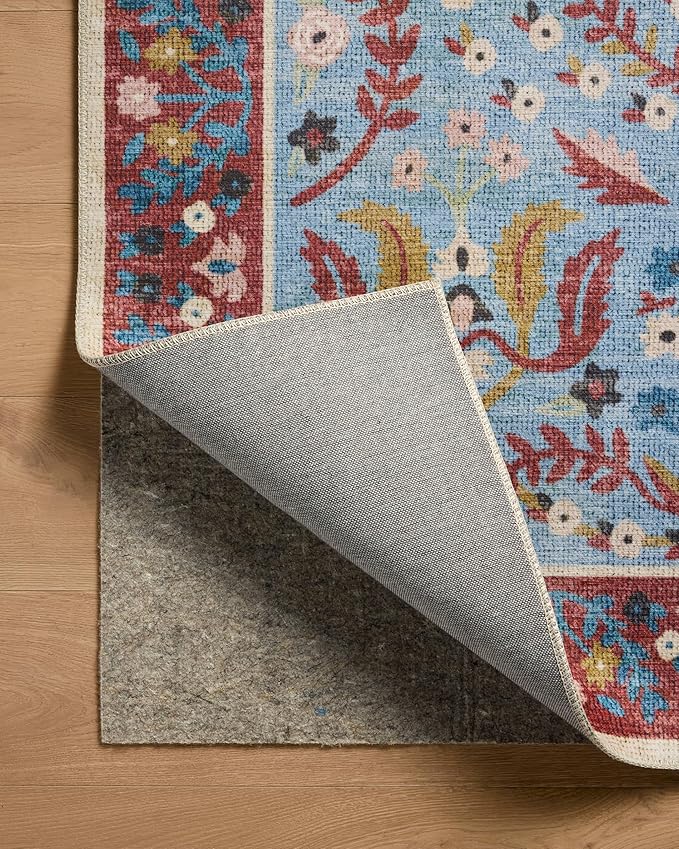 Loloi Rifle Paper Co. Canopy Collection CNP-03 Red/Blue 3'-9" x 3'-9" Round Accent Rug