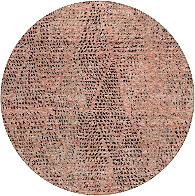 Addison Rugs Chantille ACN591 Salmon 8' x 8' Indoor Outdoor Round Rug, Easy Clean, Machine Washable, Non Shedding, Bedroom, Living Room, Dining Room, Kitchen, Patio Rug
