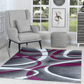 GLORY RUGS Modern Area Rug 5x7 Purple Swirls Carpet Bedroom Living Room Contemporary Dining Accent Sevilla Collection 4816A (Grey Purple)