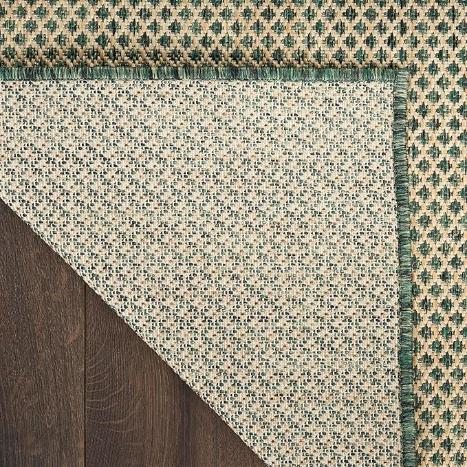 Nourison Home Courtyard Green 4' x 6' Area Rug - Easy Clean, Non Shedding, Bed Room, Living Room, Dining Room, Kitchen (4' x 6')