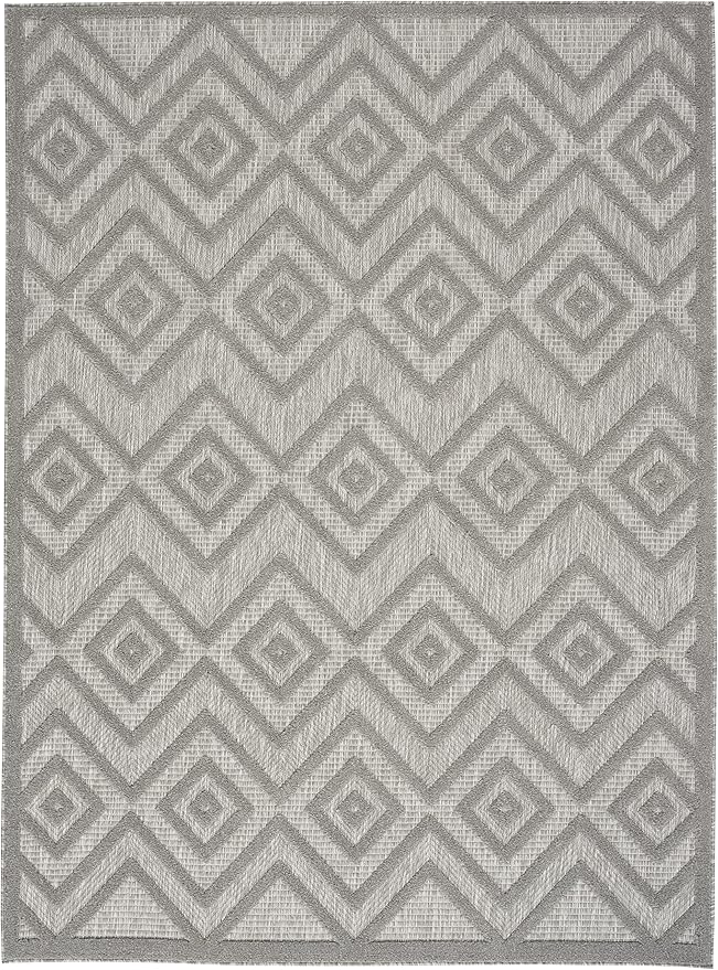 Nourison Home Versatile Silver Grey 5' x 7' Area Rug - Easy Clean, Non Shedding, Bed Room, Living Room, Dining Room, Kitchen (5' x 7')