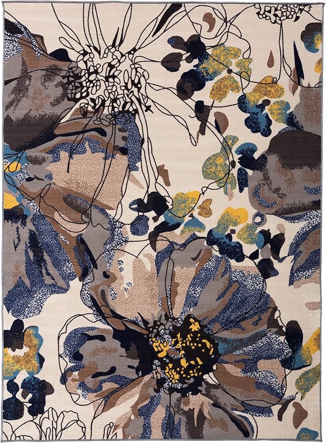 Rugshop Cream Bright Flowers Non Slip Non-Shedding Area Rug for Living Room, Dining Room and Large Spaces, 12' x 15'