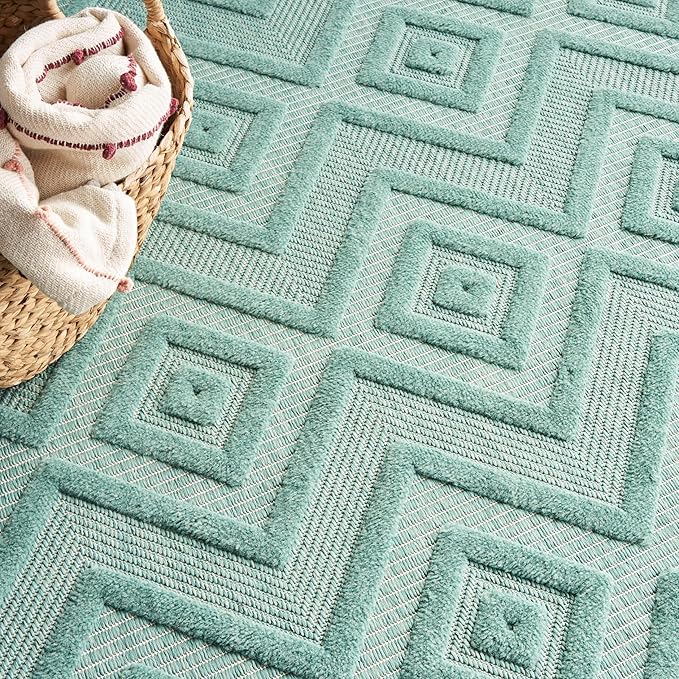Nourison Home Versatile Aqua Teal 9' x 12' Area Rug - Easy Clean, Non Shedding, Bed Room, Living Room, Dining Room, Kitchen (9' x 12')