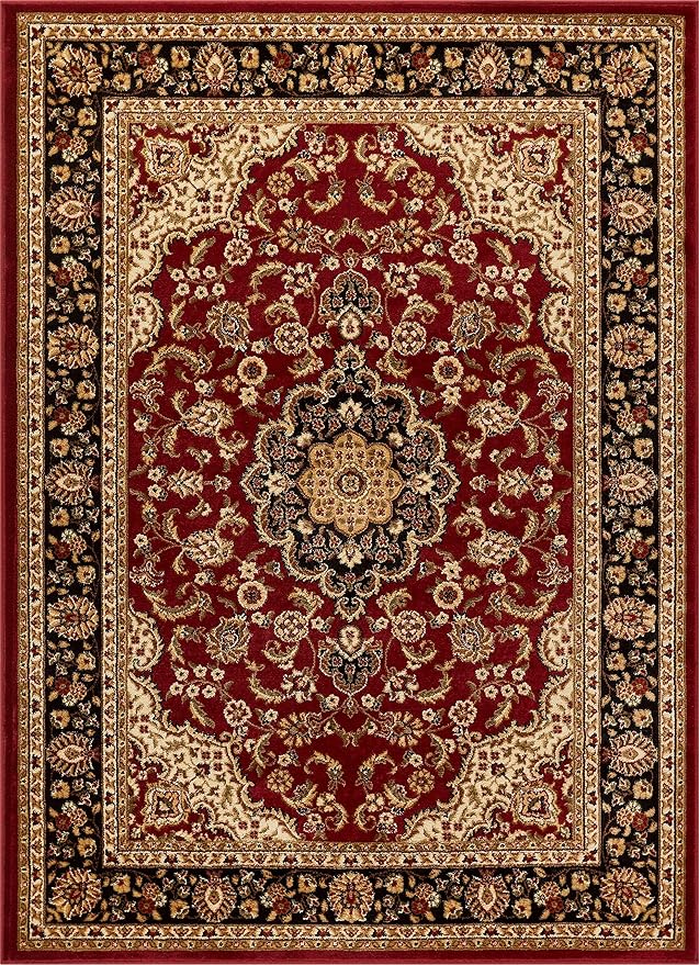 Well Woven Barclay Collection Medallion Kashan Red 6x9 Area Rug - for Living Room, Bedroom, and Dining Room