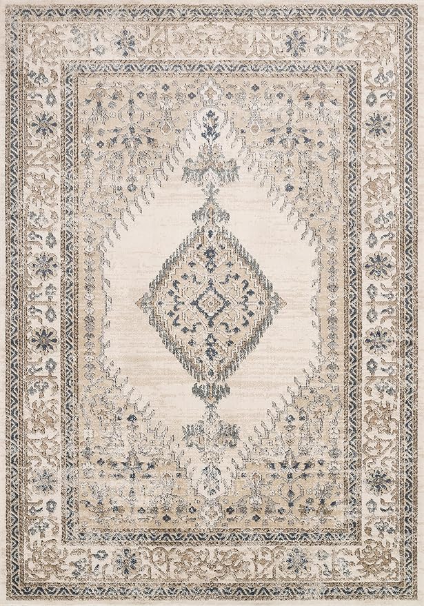 Loloi Teagan Collection TEA-02 Oatmeal/Ivory 7'-11" x 10'-6" Area Rug, Large, Soft Neutral Rug, High-Traffic for Living Room, Bedroom, Home Office, Dining Area