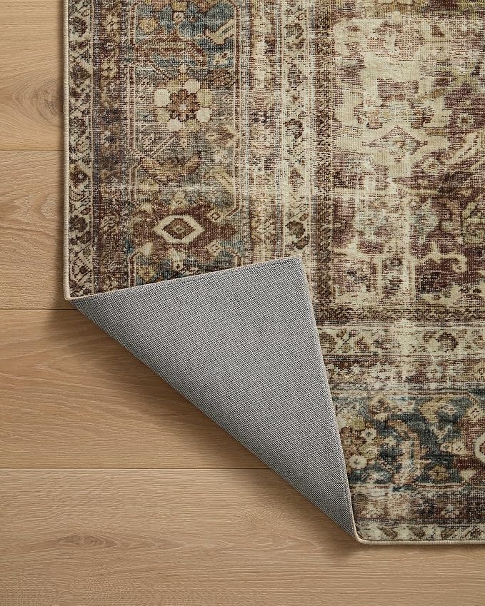 Loloi Magnolia Home by Joanna Gaines Sinclair Collection SIN-01 Rust/Lagoon 2'-0" x 5'-0", .25" Pile Height, Machine Washable, Accent Rug