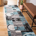 Rugshop Contemporary Circle Design Runner Rug, Fade-Resistant Carpet for Hallway, Kitchen, or Entryway, Gray, 2' x 10'