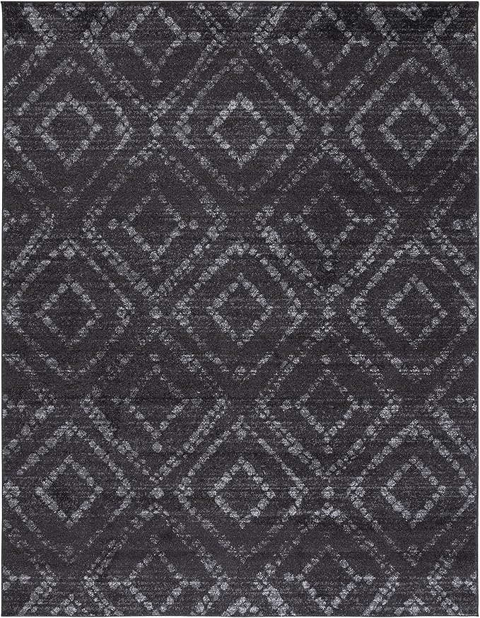 SAFAVIEH Adirondack Collection Area Rug - 9' x 12', Dark Grey & Grey, Modern Diamond Distressed Design, Non-Shedding & Easy Care, Ideal for High Traffic Areas in Living Room, Bedroom (ADR131F)