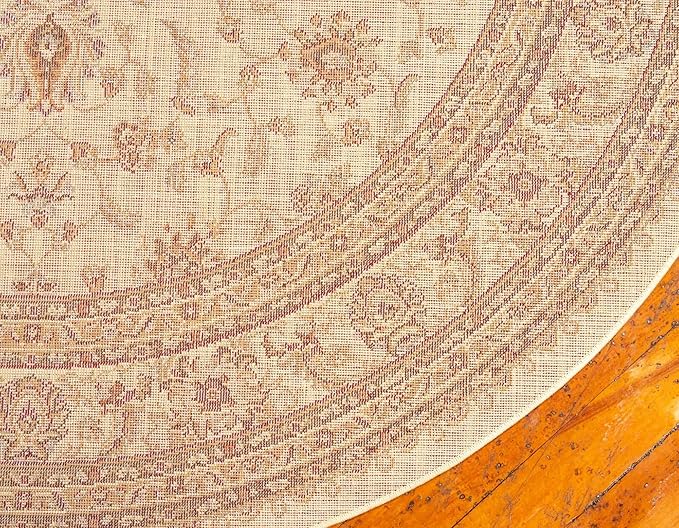 Unique Loom Voyage Collection Traditional Oriental Classic Area Rug (5' 0 x 5' 0 Round, Ivory/Gold)