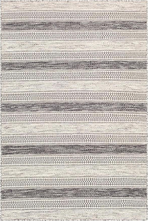 Mark&Day Wool Rugs, 5x7 Marvelle Global Medium Gray Area Rug, Black Ivory Carpet for Living Room, Bedroom or Kitchen (5' x 7'6")