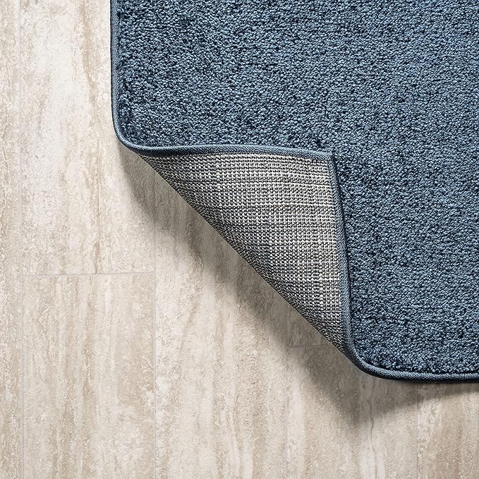 Eyely UES100C-14 Supersoft Haze Solid Low-Pile Indoor Area Rug, Coastal, Bohemian, Minimalist, Classic, Casual for Bedroom,Kitchen,Living Room,Non Shedding,Easy-Washing, Blue, 10 X 14