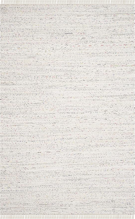 SAFAVIEH Rag Rug Collection Area Rug - 6' x 9', Ivory & Multi, Handmade Boho Stripe Cotton, Ideal for High Traffic Areas in Living Room, Bedroom (RAR121G)