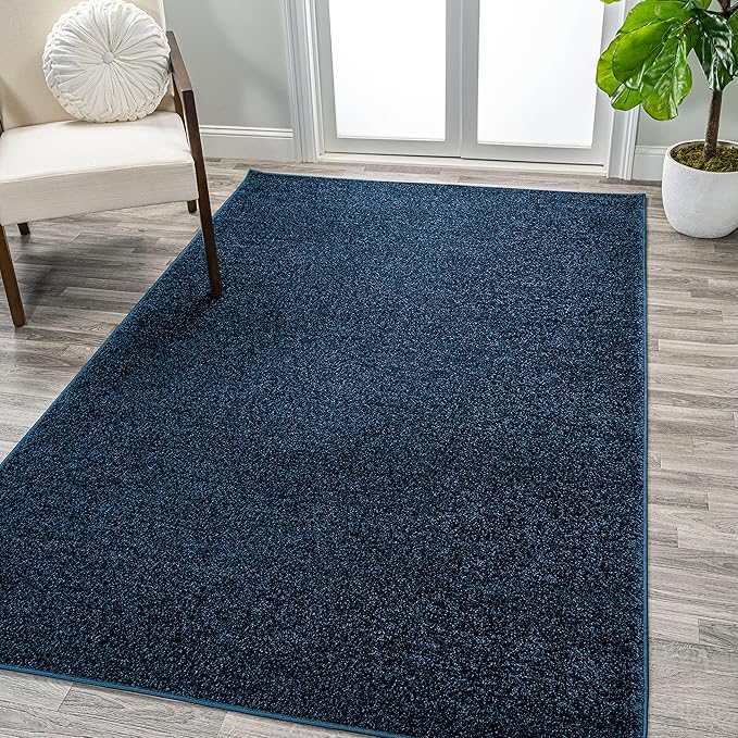 Eyely UES100C-5 Supersoft Haze Solid Low-Pile Indoor Area Rug Casual;Contemporary;Solid;Traditional, Bedroom, Kitchen, Living Room, Easy-Cleaning, Non-Shedding, 5 X 8, Navy