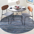 SAFAVIEH Rag Rug Collection 6' Round Ink / Multi RAR121C Handmade Boho Stripe Cotton Area Rug