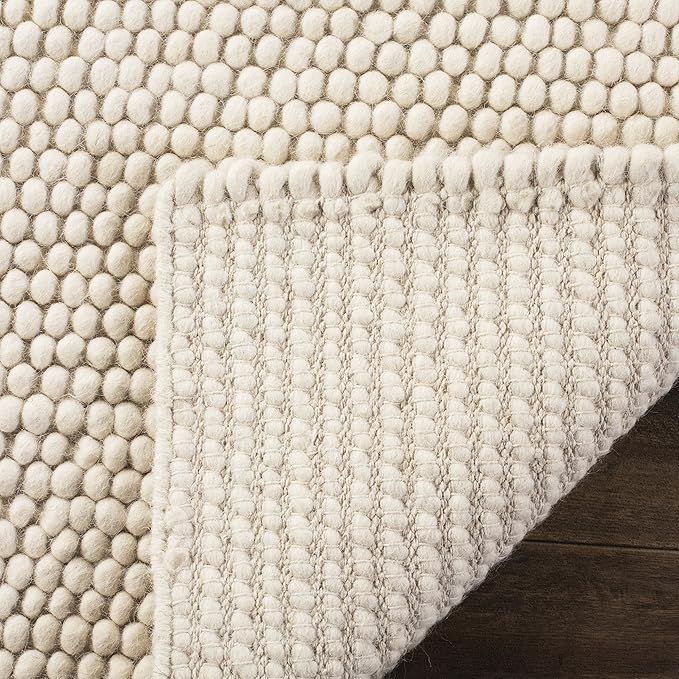 SAFAVIEH Natura Collection Area Rug - 12' Round, Ivory, Handmade Wool Blend, Textured Design, Ideal for Living Room, Bedroom, Dining Space (NAT620A)
