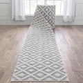 Well Woven Custom Size Runner - Choose Your Length - Ainsley Blue Diamond Trellis Geometric Tribal - 31 Inches Wide x 5 Feet Long Runner (31" x 5' Runner) Rug