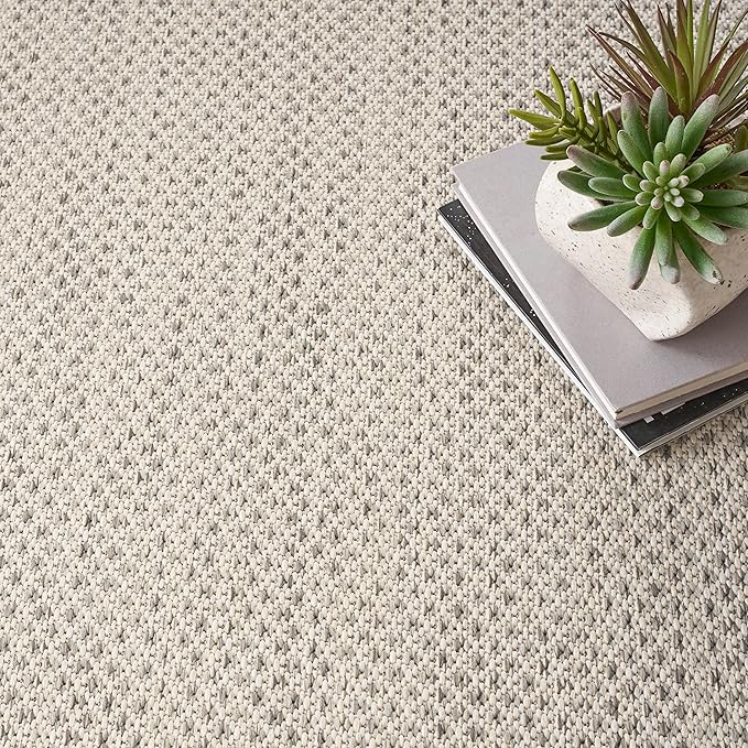 Nourison Home Courtyard Ivory Silver 6' x Square Area Rug - Easy Clean, Non Shedding, Bed Room, Living Room, Dining Room, Kitchen (6' x Square)