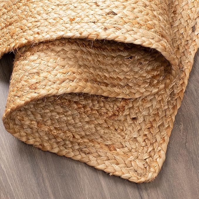 Savi Home Natural Jute Area Rug 4x6 FT – Handwoven Braided Farmhouse Rug, 72x48 Inch Handloom Entryway Rug, Rustic Doormat for Kitchen, Living Room, Pets & Indoor Decor