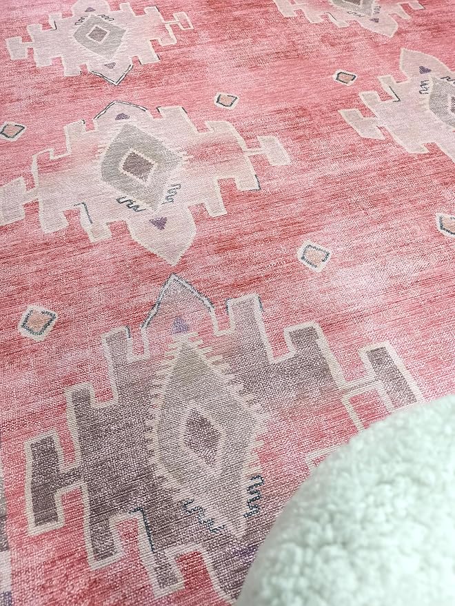 Fame Rugs Turkish Rug. Washable Vintage Oriental Antique Inspired Traditional Doormat Small Modern Area Rugs Luxury Entryway Entry Bedroom Bathroom Kitchen (379PP, 4'9 x 6'9)