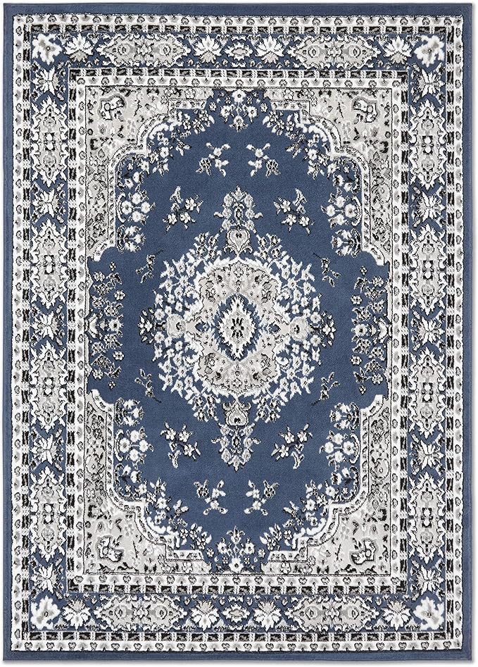 Home Dynamix Premium Sakarya Traditional Medallion Border Area Rug, Midnight Blue, 21"x35" Rectangle