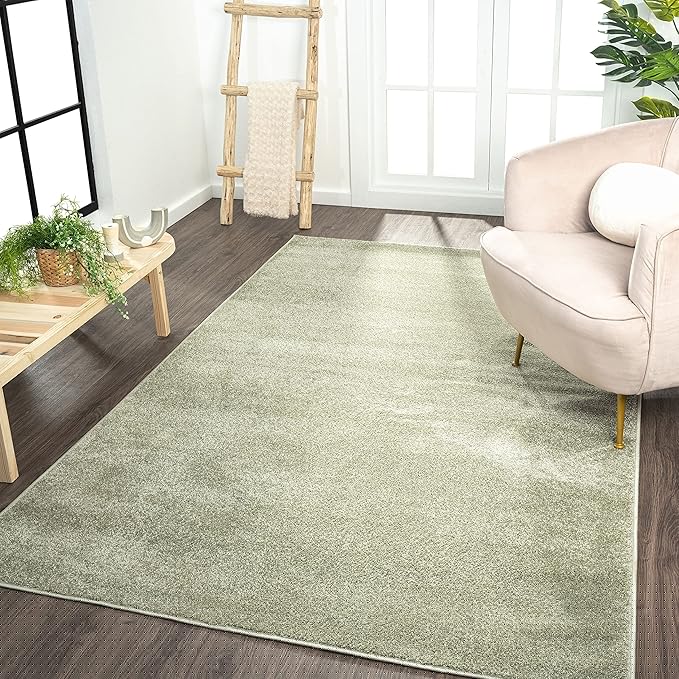 JONATHAN Y Haze Solid Low-Pile Green Indoor Area Rug 6x9, Coastal,Bohemian,Minimalist,Classic, Easy-Cleaning for Living Room,Bedroom,Kitchen,Pet Friendly,Non-Shedding (SEU100O-6)