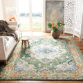 SAFAVIEH Monaco Collection Area Rug - 8' x 10', Forest Green & Light Blue, Boho Medallion Distressed Design, Non-Shedding & Easy Care, Ideal for High Traffic Areas in Living Room, Bedroom (MNC243F)