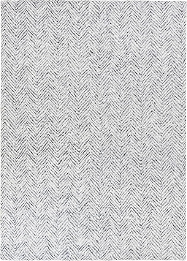 Modern Herringbone Chevron Collection Handcrafted Wool Area Rug - Durable, Zigzag Pattern, for High Traffic, Contemporary Design for Living Room, Bedroom, Dining Room Decor (Denim blue, 9' x 13')