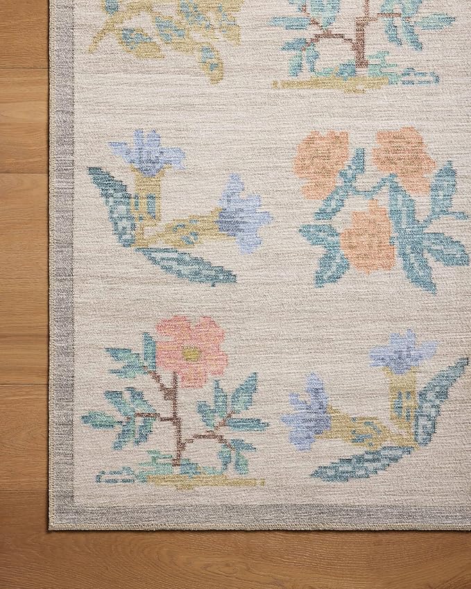 Loloi Rifle Paper Co. Rosa Collection RSA-03 Cream 7'-6" x 9'-6" Area Rug