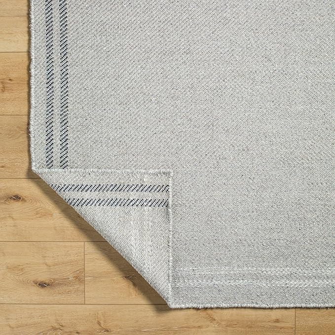 Mark&Day Wool Rugs, 2x3 Janmichael Solid and Border Gray/Black Area Rug, Grey Ivory Black Carpet for Living Room, Bedroom or Kitchen (2' x 3')
