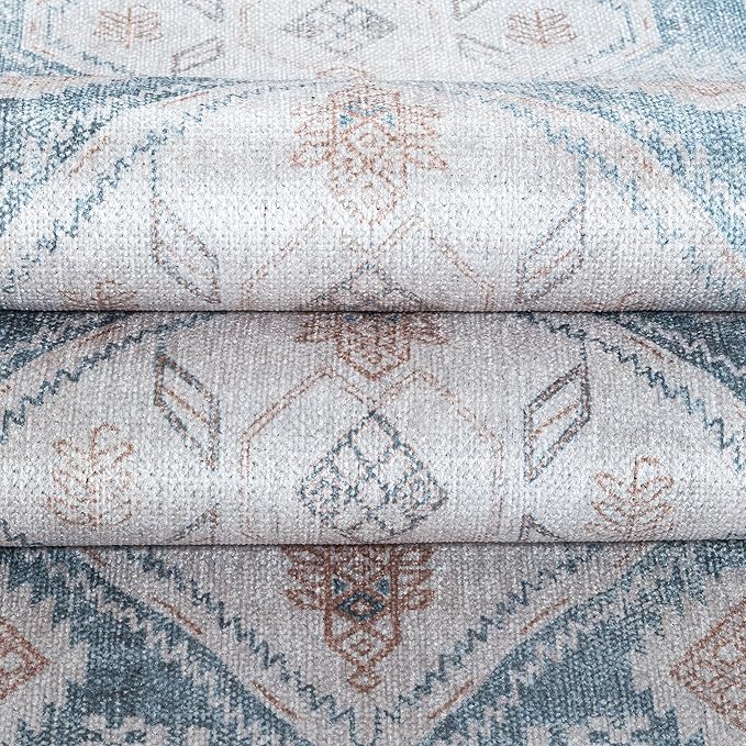 Washable Area Rug. Modern Farmhouse. Vintage. Turkish. Bohemian. Distressed. Oriental. Traditional. Rugs for Living Room. Dining. Bedroom. Office. Entryway. Foyer. (852CB, 5'9 x 8'9)