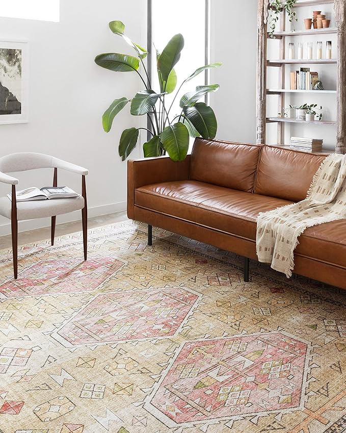 Loloi II Skye Collection SKY-04 Gold/Blush 3'-6" x 5'-6" Accent Rug