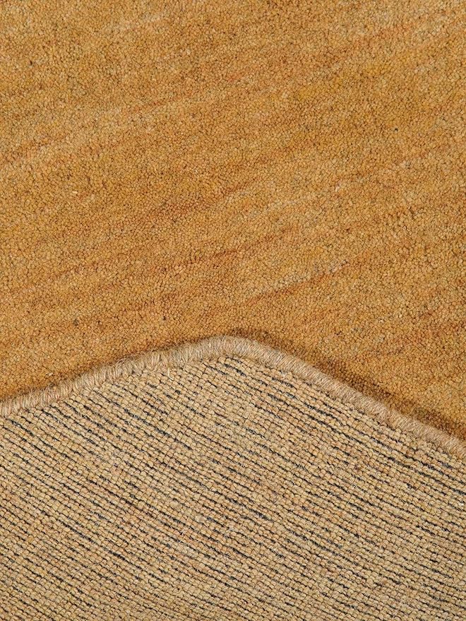 Hand Knotted Loom Wool ECO-Friendly Area Rugs - 10'x10', Octagon, Gold Color, Solid Plain Design, High Pile Thick Handmade Anti Skid Area Rugs for Living Room, Bed Room (L00111)