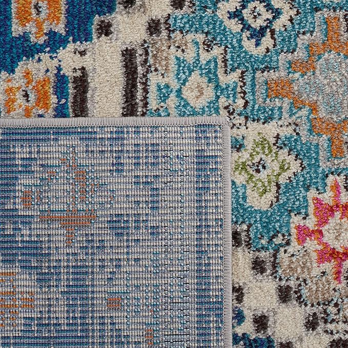 SAFAVIEH Madison Collection Runner Rug - 2'2" x 6', Navy & Beige, Boho Diamond Distressed Design, Non-Shedding & Easy Care, Ideal for High Traffic Areas in Living Room, Bedroom (MAD418M)