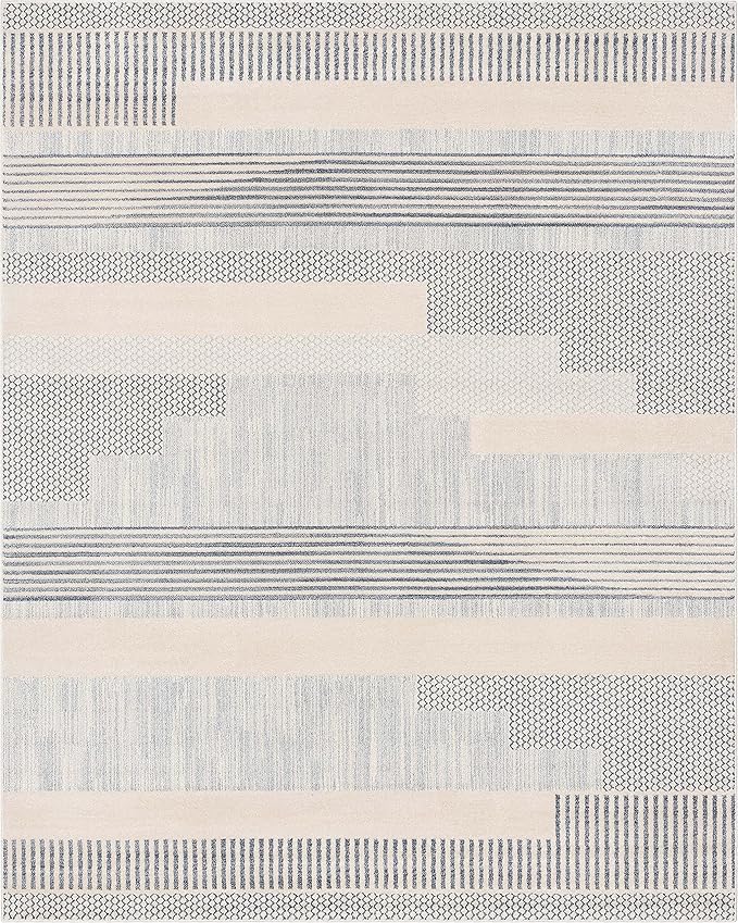 Well Woven Harlow Collection Briar Light Blue - Modern Tribal Minimalist Geometric 8x10 Area Rug - Ideal for Living Room, Dining Room & Bedroom - Durable, Stain Resistant & Easy to Clean
