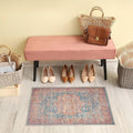GLN Rugs Traditional Collection - Machine Washable Area Rug, Traditional Washable, Non Slip, Low Pile Chenille Rug, Living Room, Bedroom, Kitchen Rug (2' x 3' Terra/Green)