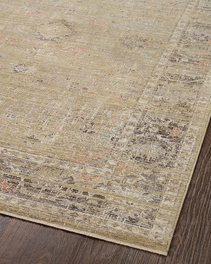 Loloi Magnolia Home by Joanna Gaines Millie Collection MIE-03 Gold/Charcoal 11'-6" x 15'-7", .25" Pile Height, Area Rug
