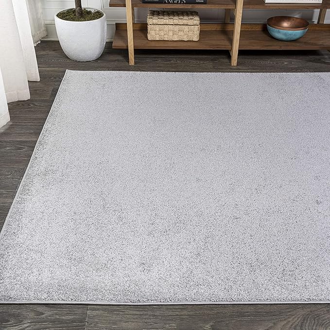 Eyely UES100K-8 Supersoft Haze Solid Low-Pile Indoor Area Rug Casual;Contemporary;Solid;Traditional, Bedroom, Kitchen, Living Room, Easy-Cleaning, Non-Shedding, 8 X 10, Light Gray