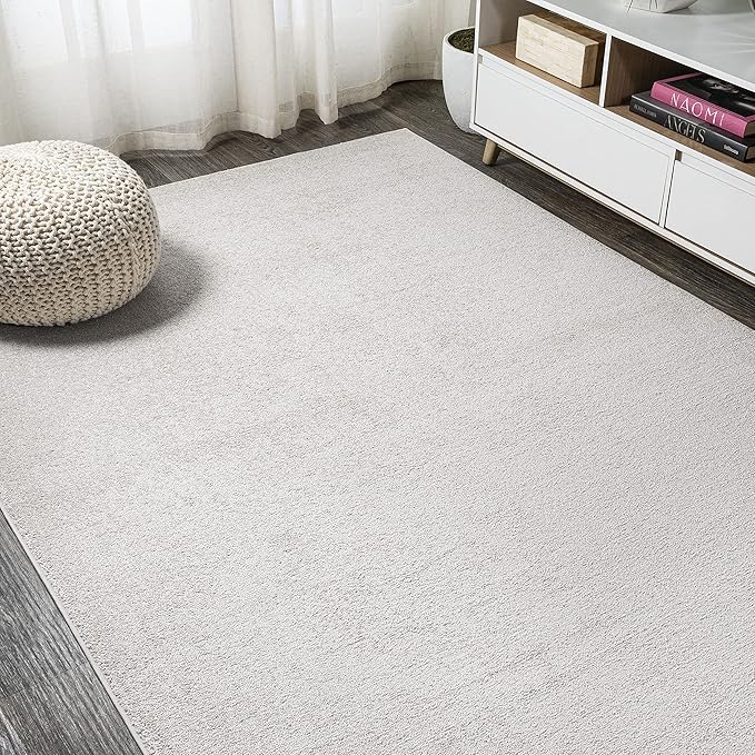 Eyely UES100D-5 Supersoft Haze Solid Low-Pile Indoor Area Rug Casual;Contemporary;Solid;Traditional, Bedroom, Kitchen, Living Room, Easy-Cleaning, Non-Shedding, 5 X 8, Ivory