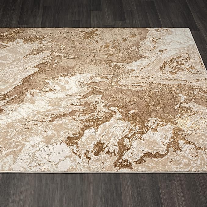 LUXE WEAVERS Marble Swirl Abstract Area Rug, Beige 6x9
