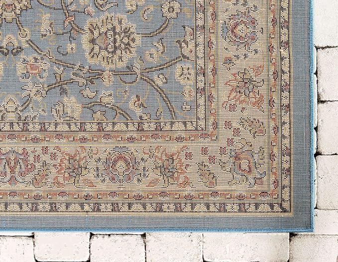 Unique Loom Sialk Hill Collection Area Rug - Washington (7' x 10' Rectangle Light Blue/Navy Blue)