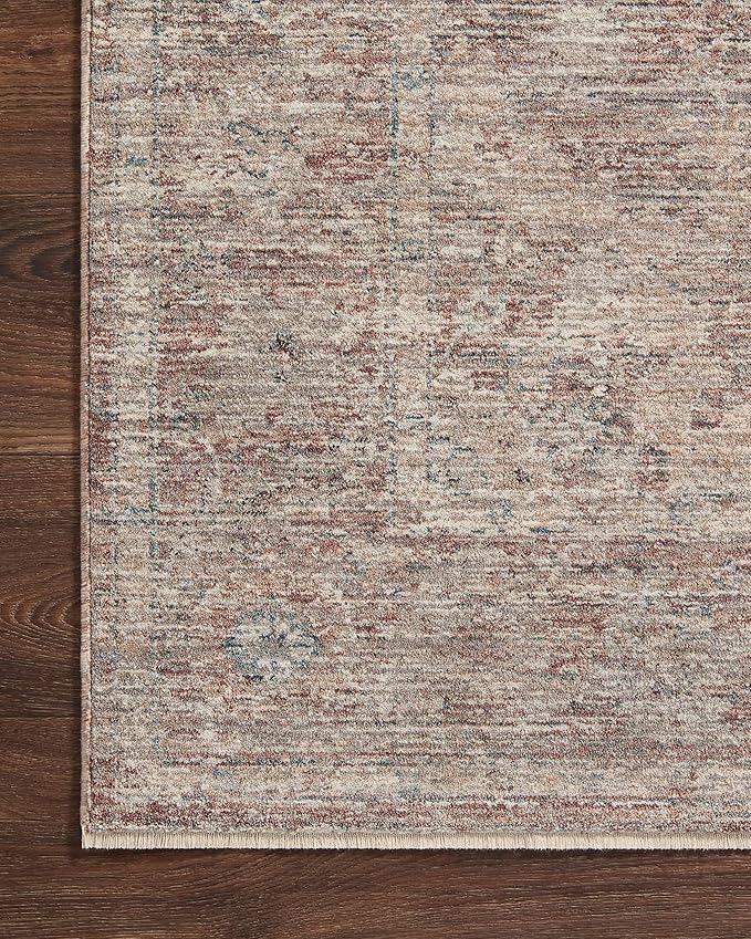 Loloi Magnolia Home by Joanna Gaines Millie Collection MIE-04 Brick/Fog 5'-3" x 5'-3", .25" Pile Height, Round Area Rug