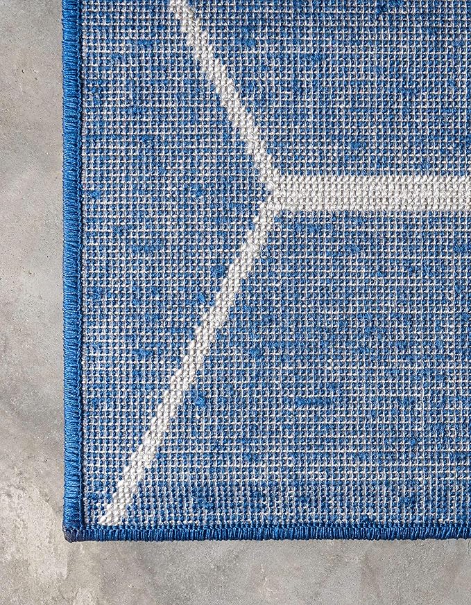 Unique Loom Trellis Frieze Collection Area Rug - Geometric (10' x 14' 1" Rectangle Navy Blue/Ivory)