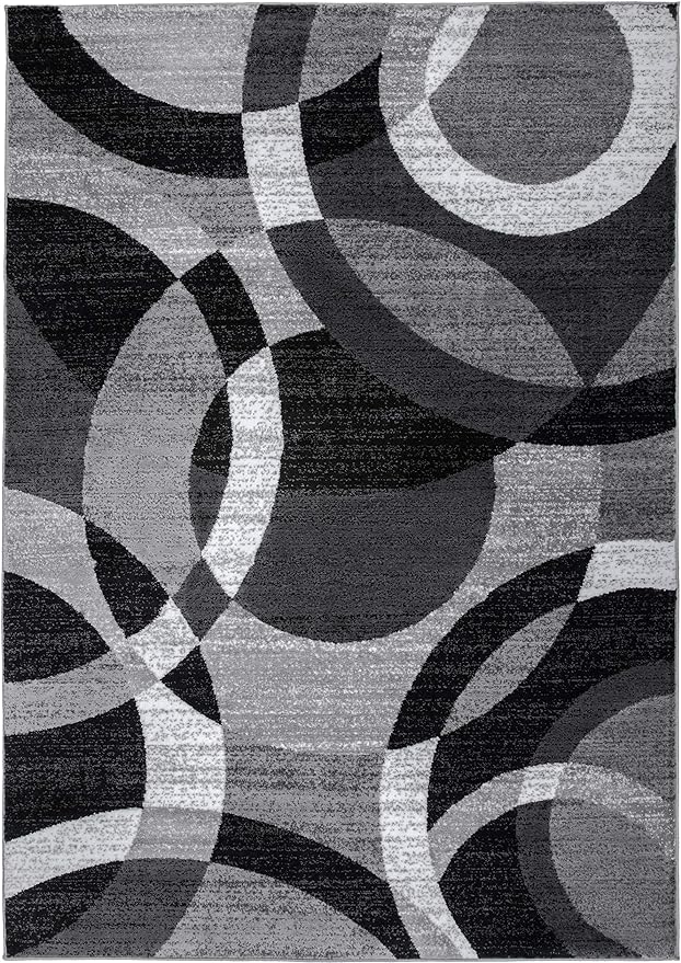 Rugshop Contemporary Abstract Circles Perfect for high Traffic Areas of Your Living Room,Bedroom,Home Office,Kitchen Area Rug 6'6" x 9' Gray
