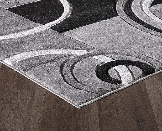 GLORY RUGS Area Rug Modern 5x7 Grey Soft Hand Carved Contemporary Floor Carpet with Premium Fluffy Texture for Indoor Living Dining Room and Bedroom Area