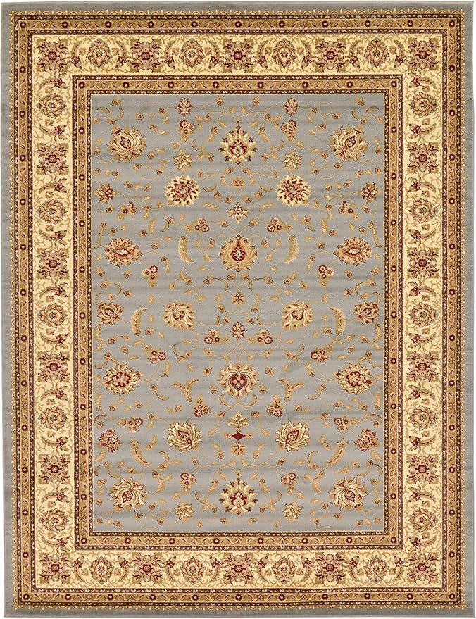 Unique Loom Voyage Collection Traditional Oriental Classic Intricate Design Area Rug (10' 0 x 13' 0 Rectangular, Light Blue/Gold)