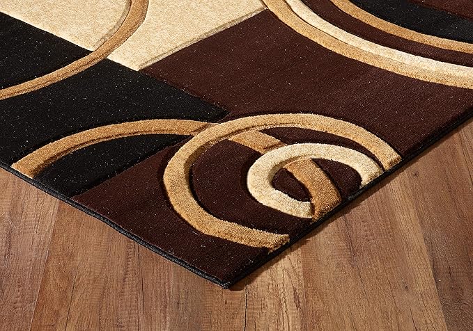 GLORY RUGS Area Rug Modern Soft Hand Carved Contemporary Floor Carpet with Premium Fluffy Texture for Indoor Living Dining Room and Bedroom Area (Brown, 4'x6')